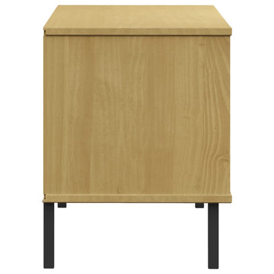 Skoreol Med Metalben Oslo 106X35X45 Cm Massivt Træ Brun