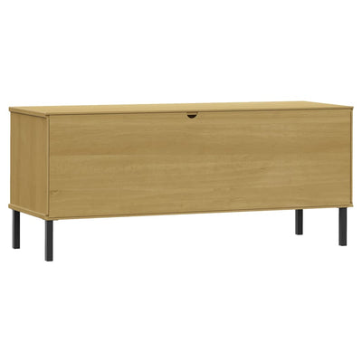 Skoreol Med Metalben Oslo 106X35X45 Cm Massivt Træ Brun