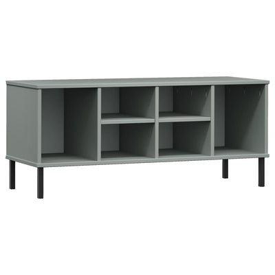 Skoreol Med Metalben Oslo 106X35X45 Cm Massivt Træ Grå