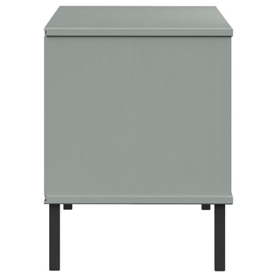Skoreol Med Metalben Oslo 106X35X45 Cm Massivt Træ Grå