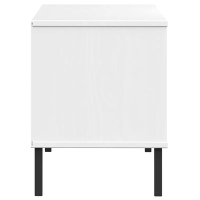 Skoreol Med Metalben Oslo 106X35X45 Cm Massivt Træ Hvid