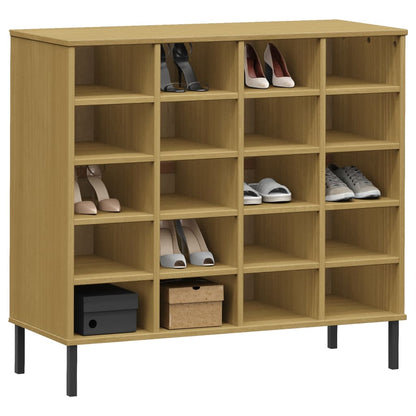 Skoreol Med Metalben Oslo 95X35X86 Cm Massivt Træ Brun