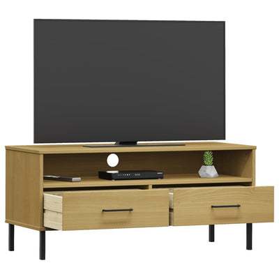 Tv-Bord Med Metalben Oslo Massivt Fyrretræ
