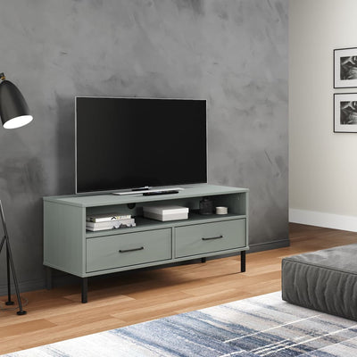 Tv-Bord Med Metalben Oslo Massivt Fyrretræ