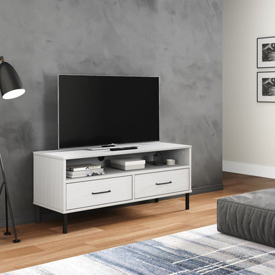 Tv-Bord Med Metalben Oslo Massivt Fyrretræ