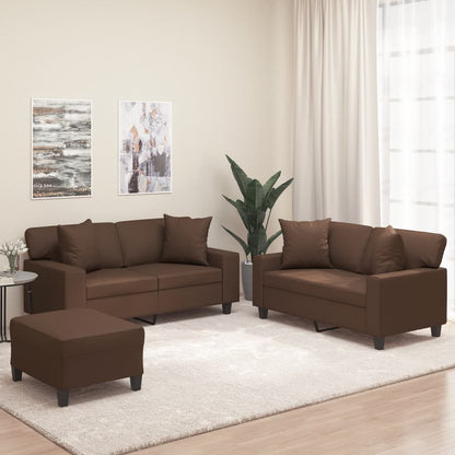 Sofasæt 3 Dele Med Puder Og Hynder Kunstlæder