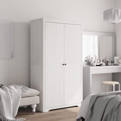 Klædeskab Bodo 99X53,5X173 Cm Massivt Fyrretræ Hvid