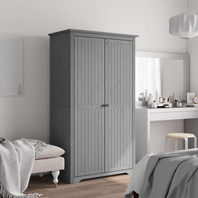 Klædeskab Bodo 99X53,5X173 Cm Massivt Fyrretræ Grå
