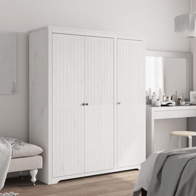 Klædeskab Bodo 99X53,5X173 Cm Massivt Fyrretræ Hvid