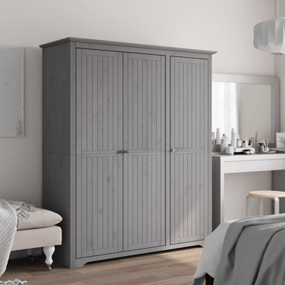Klædeskab Bodo 99X53,5X173 Cm Massivt Fyrretræ Grå
