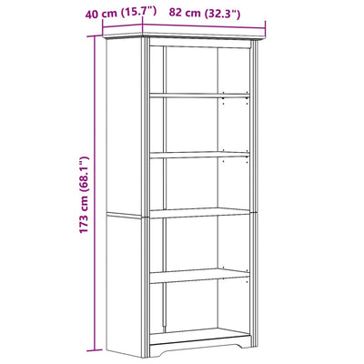 Bogreol Bodo 5 Hylder 82X40X173 Cm Massivt Fyrretræ