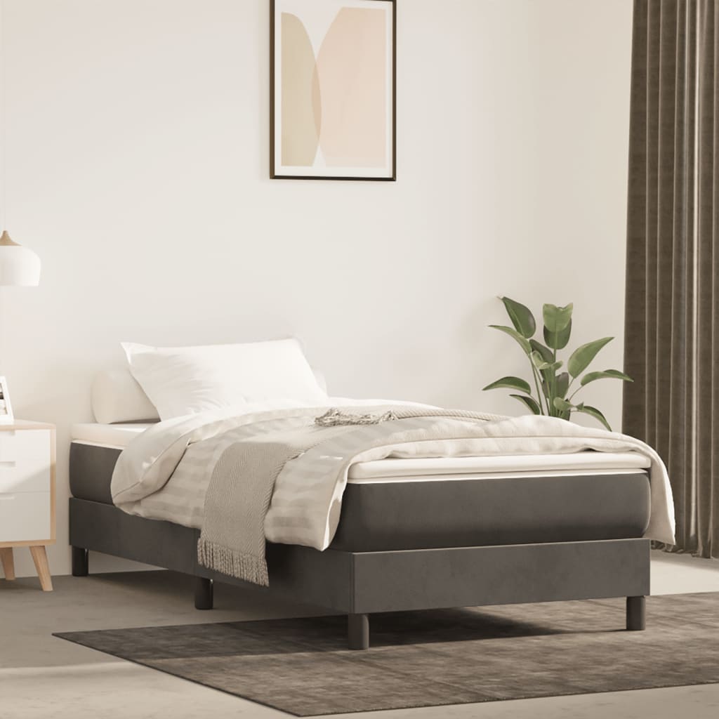 Springmadras Med Pocketfjedre 120X190X20 Cm Fløjl Mørkegrå
