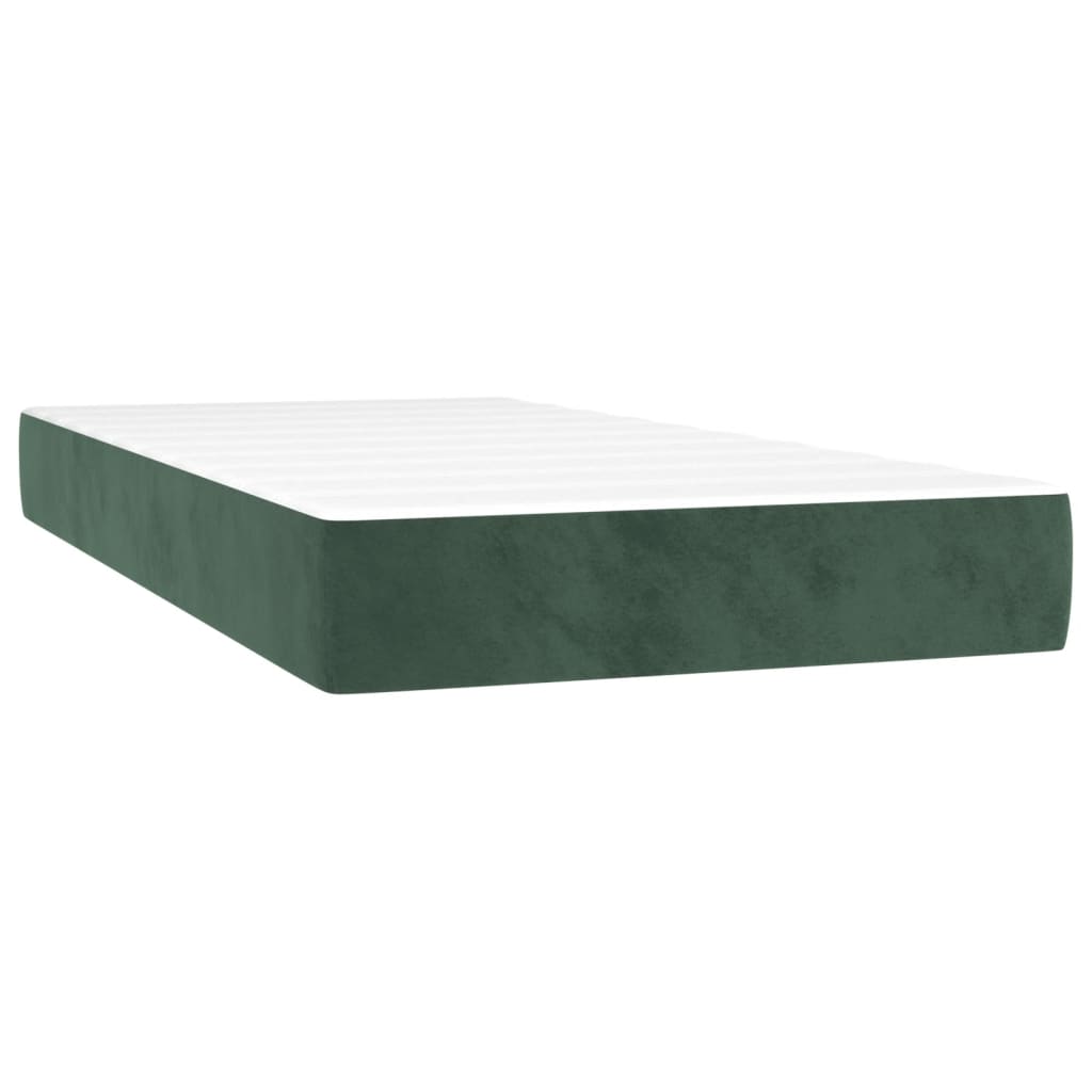 Springmadras Med Pocketfjedre 120X190X20 Cm Fløjl Mørkegrøn