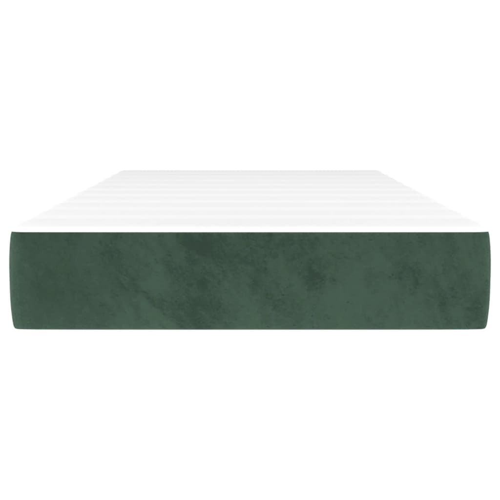 Springmadras Med Pocketfjedre 120X190X20 Cm Fløjl Mørkegrøn