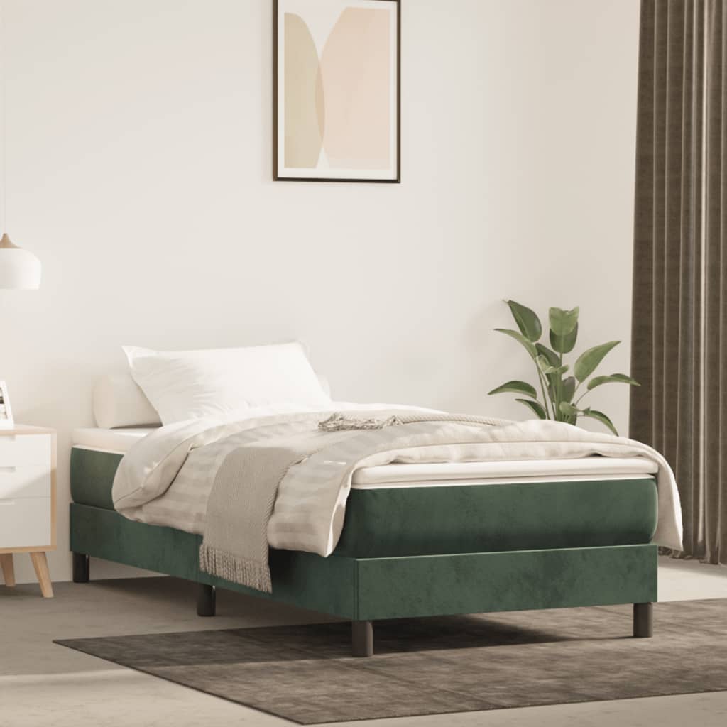 Springmadras Med Pocketfjedre 120X190X20 Cm Fløjl Mørkegrøn