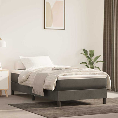 Springmadras Med Pocketfjedre 120X190X20 Cm Fløjl Mørkegrå