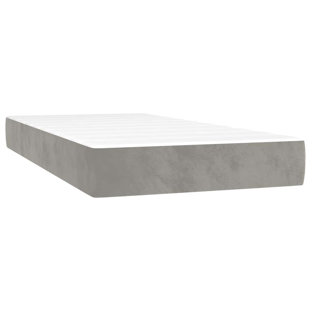 Springmadras Med Pocketfjedre 90X210X20 Cm Fløjl Lysegrå
