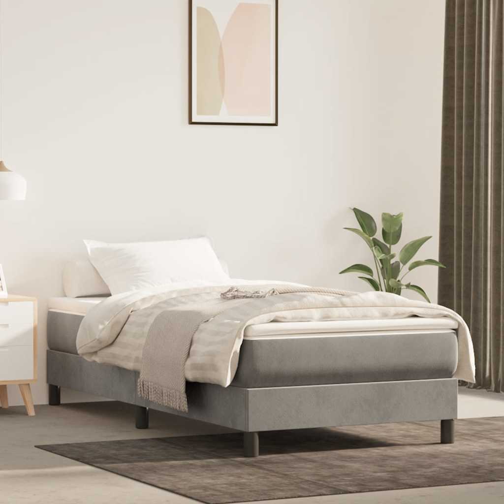 Springmadras Med Pocketfjedre 90X210X20 Cm Fløjl Lysegrå