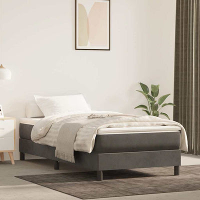 Springmadras Med Pocketfjedre 120X190X20 Cm Fløjl Mørkegrå