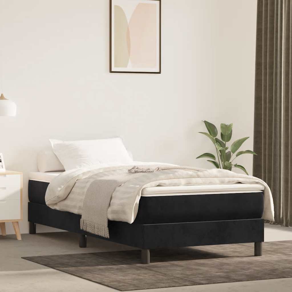 Springmadras Med Pocketfjedre 90X210X20 Cm Fløjl Sort