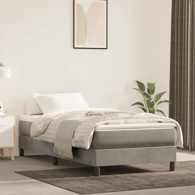 Springmadras Med Pocketfjedre 90X210X20 Cm Fløjl Lysegrå