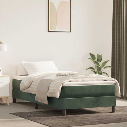 Springmadras Med Pocketfjedre 120X190X20 Cm Fløjl Mørkegrøn
