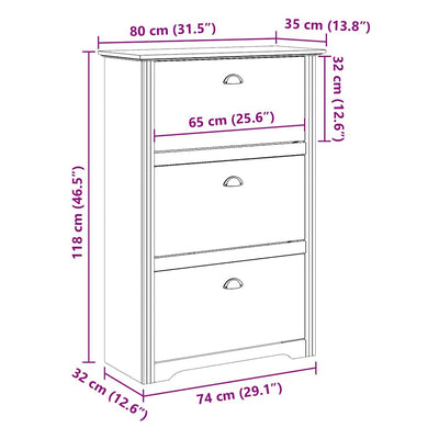 Skoreol Bodo 80X35X118 Cm Hvid Og Brun