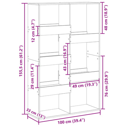 Bogskab 100X33X155,5 Cm Konstrueret Træ