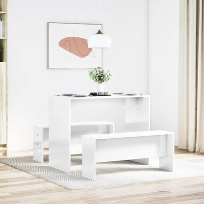 Spisebord Og Bænke 3 Dele Konstrueret Træ