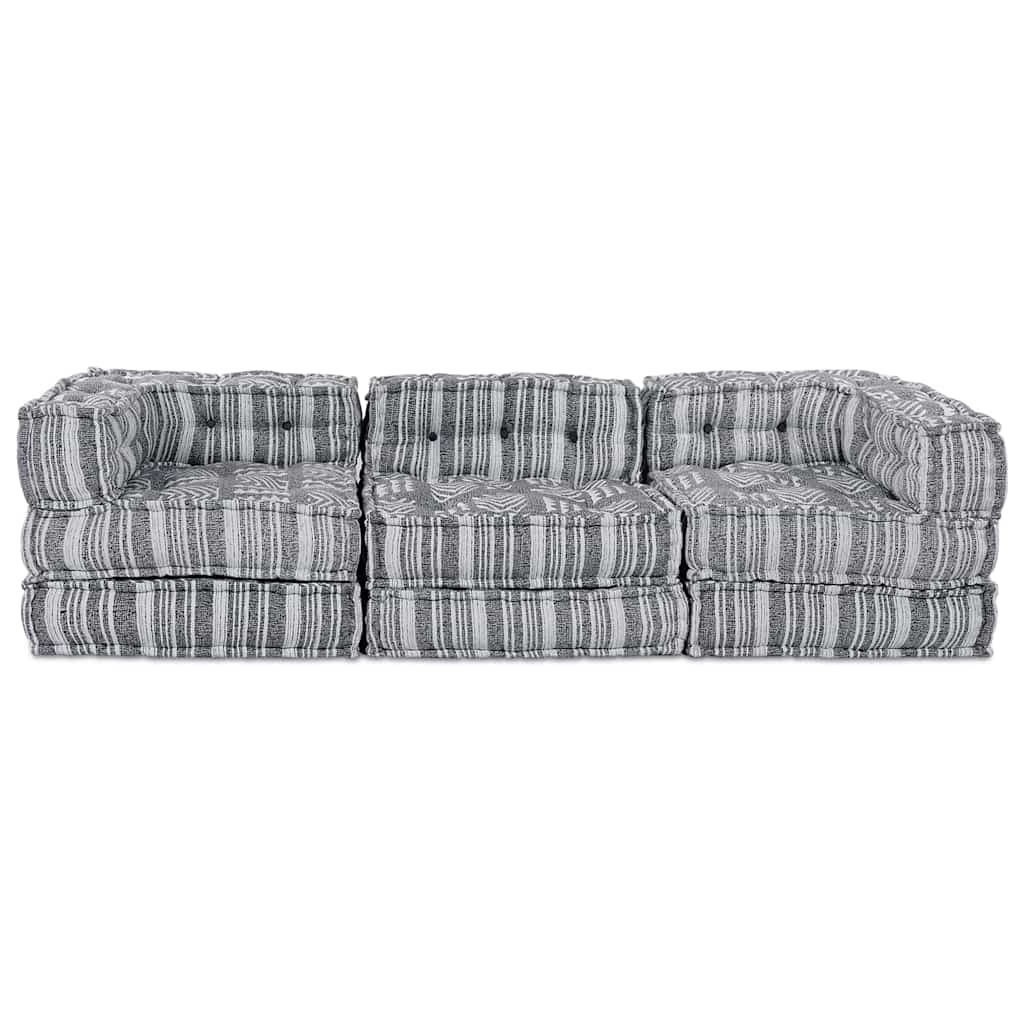 Modulsofa Stribet 3 Pcs Lysegrå 70 X 70 X 56 Cm Stof Artisan Eg