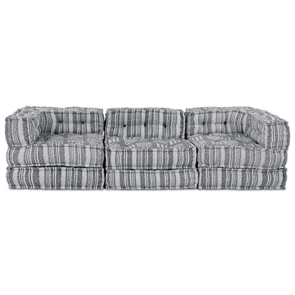 Modulsofa Stribet 3 Pcs Lysegrå 70 X 70 X 56 Cm Stof Artisan Eg