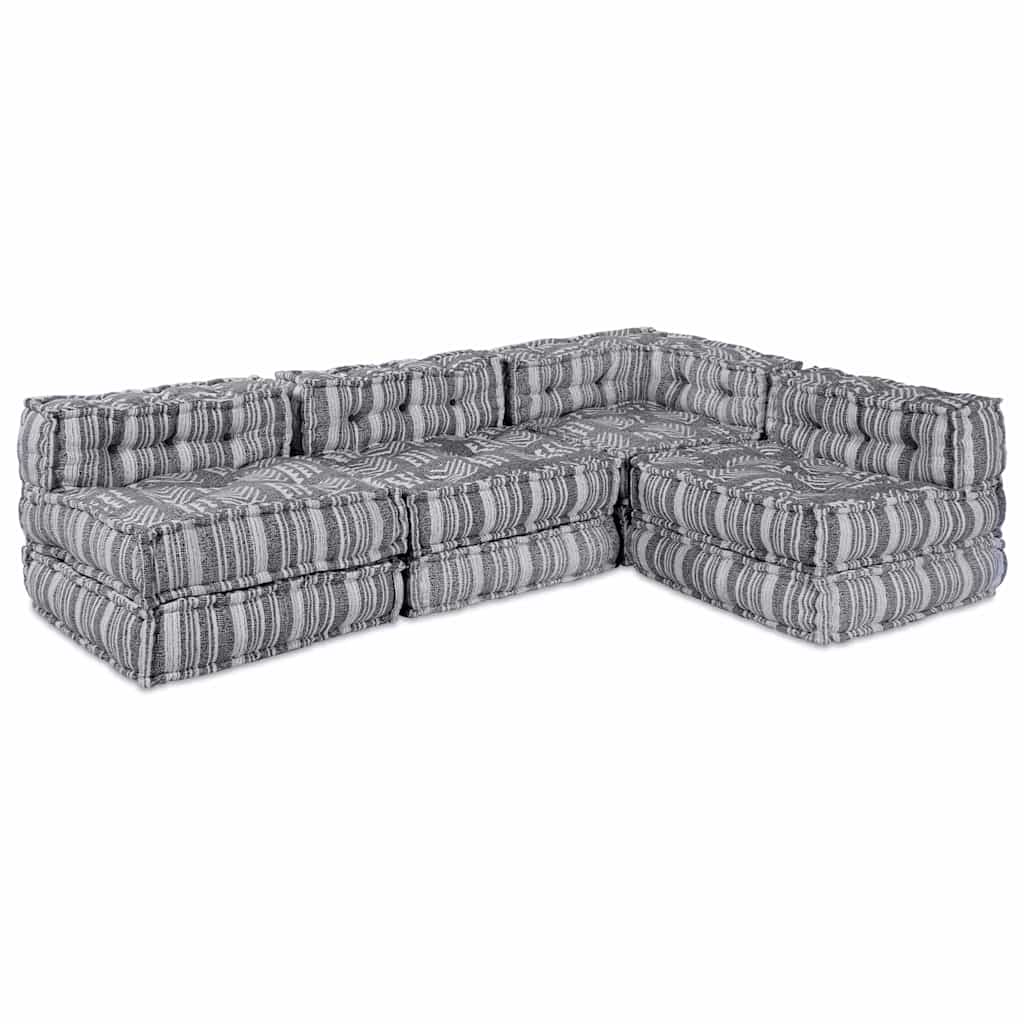 Modulsofa Stribet 4 Pcs Lysegrå 70 X 70 X 56 Cm Stof Artisan Eg