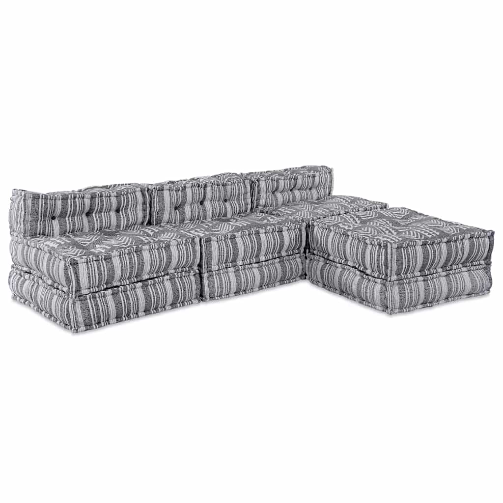 Modulsofa Stribet 4 Pcs Lysegrå 70 X 70 X 56 Cm Stof Artisan Eg