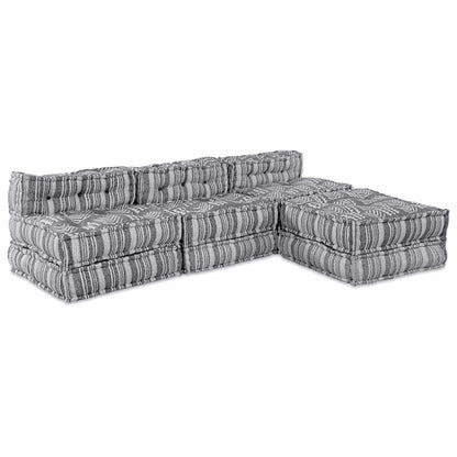 Modulsofa Stribet 4 Pcs Lysegrå 70 X 70 X 56 Cm Stof Artisan Eg