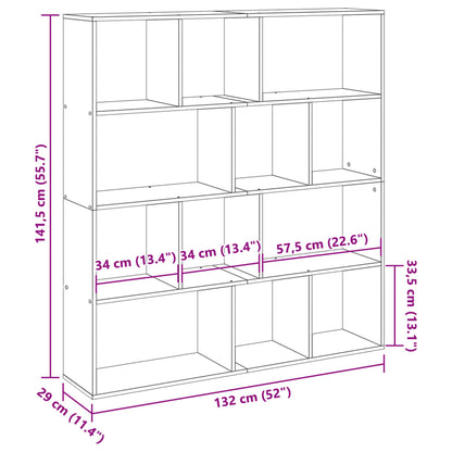 Bogskab 132X29X141,5 Cm Konstrueret Træ Look Gammelt Træ