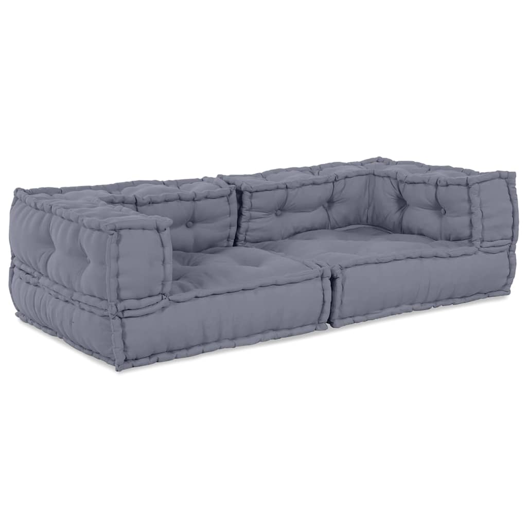 Modulsofa 2 Pcs Grå 140 X 70 X 36 Cm Stof