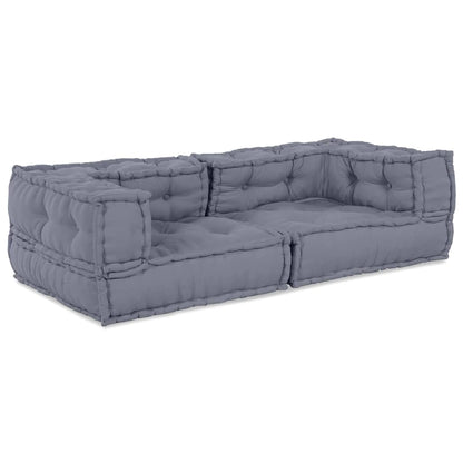 Modulsofa 2 Pcs Grå 140 X 70 X 36 Cm Stof