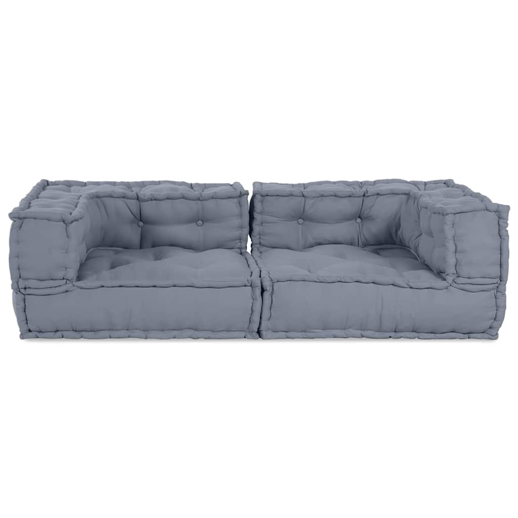Modulsofa 2 Pcs Grå 140 X 70 X 36 Cm Stof