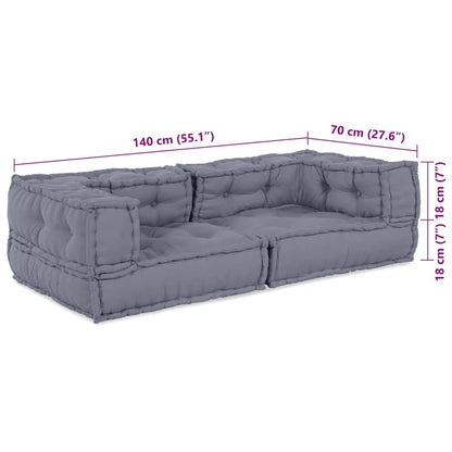 Modulsofa 2 Pcs Grå 140 X 70 X 36 Cm Stof