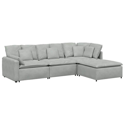 Modulsofa Med Fodskammel Og Hynder Fløjl