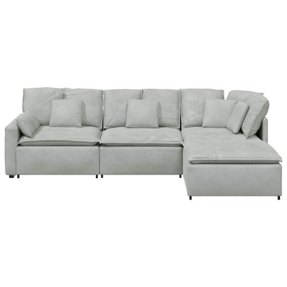 Modulsofa Med Fodskammel Og Hynder Fløjl