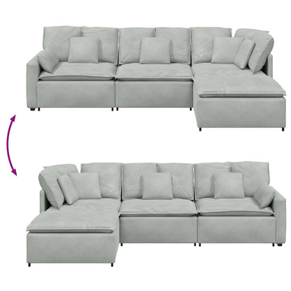 Modulsofa Med Fodskammel Og Hynder Fløjl