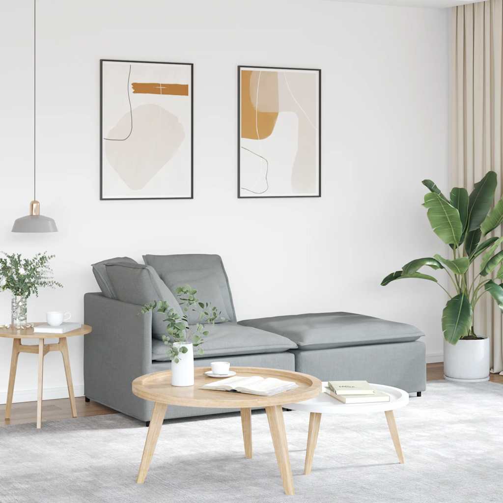 Modulsofa Med Fodskammel Og Hynder Stof Jeansblå