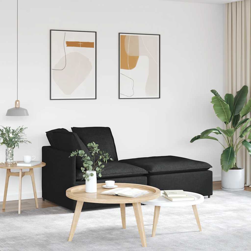 Modulsofa Med Fodskammel Og Hynder Stof Jeansblå