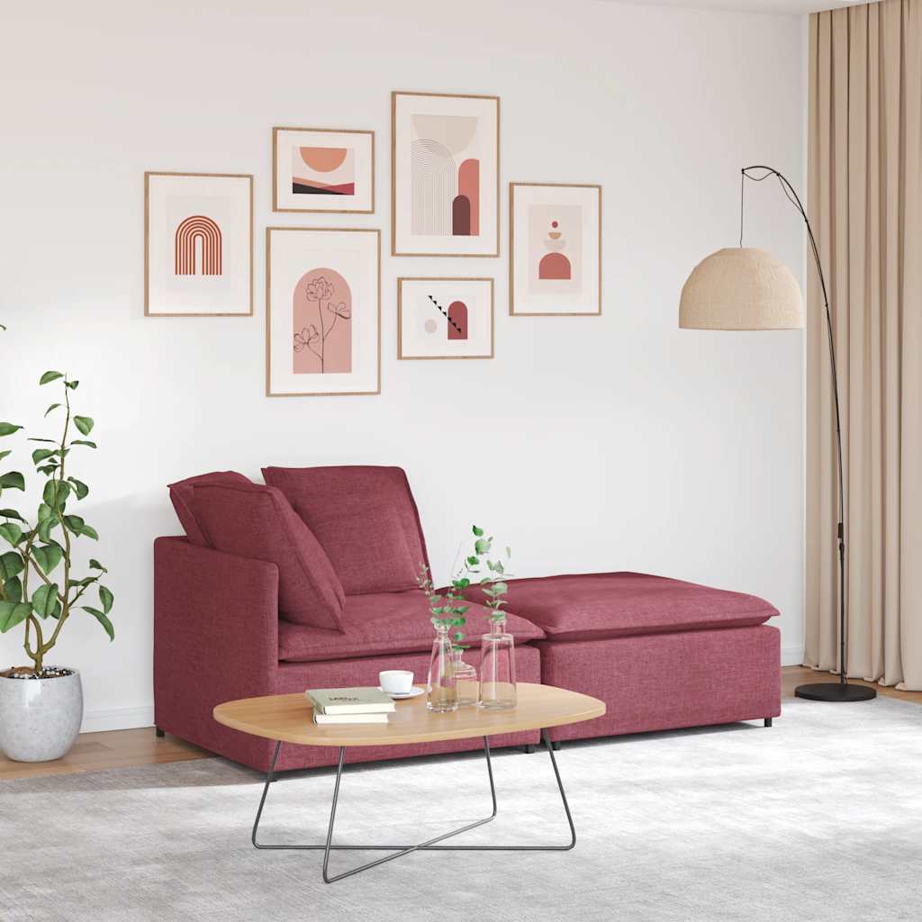 Modulsofa Med Fodskammel Og Hynder Stof Jeansblå