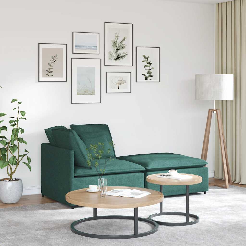 Modulsofa Med Fodskammel Og Hynder Stof Jeansblå