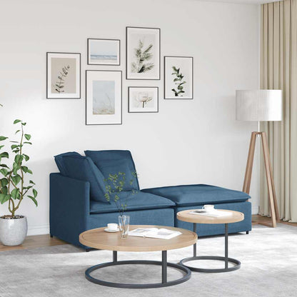 Modulsofa Med Fodskammel Og Hynder Stof Jeansblå