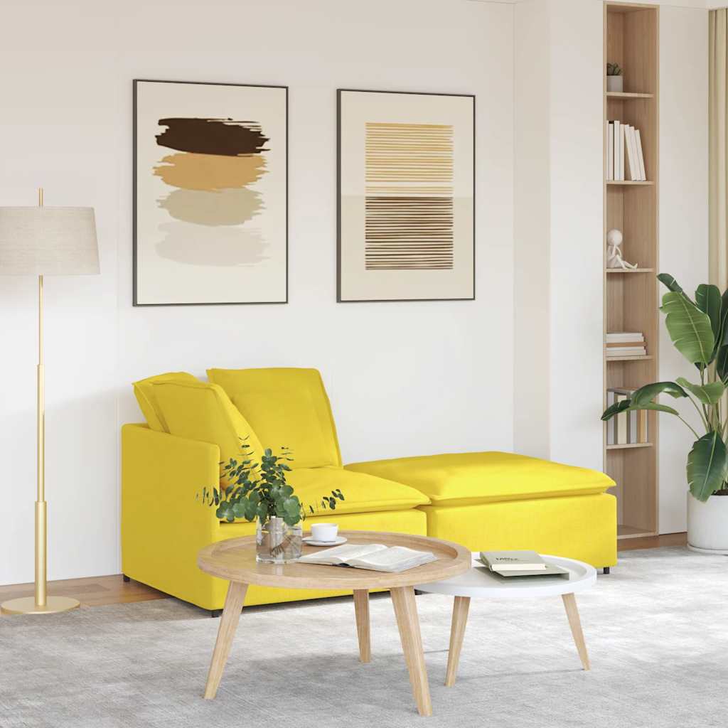 Modulsofa Med Fodskammel Og Hynder Stof Jeansblå