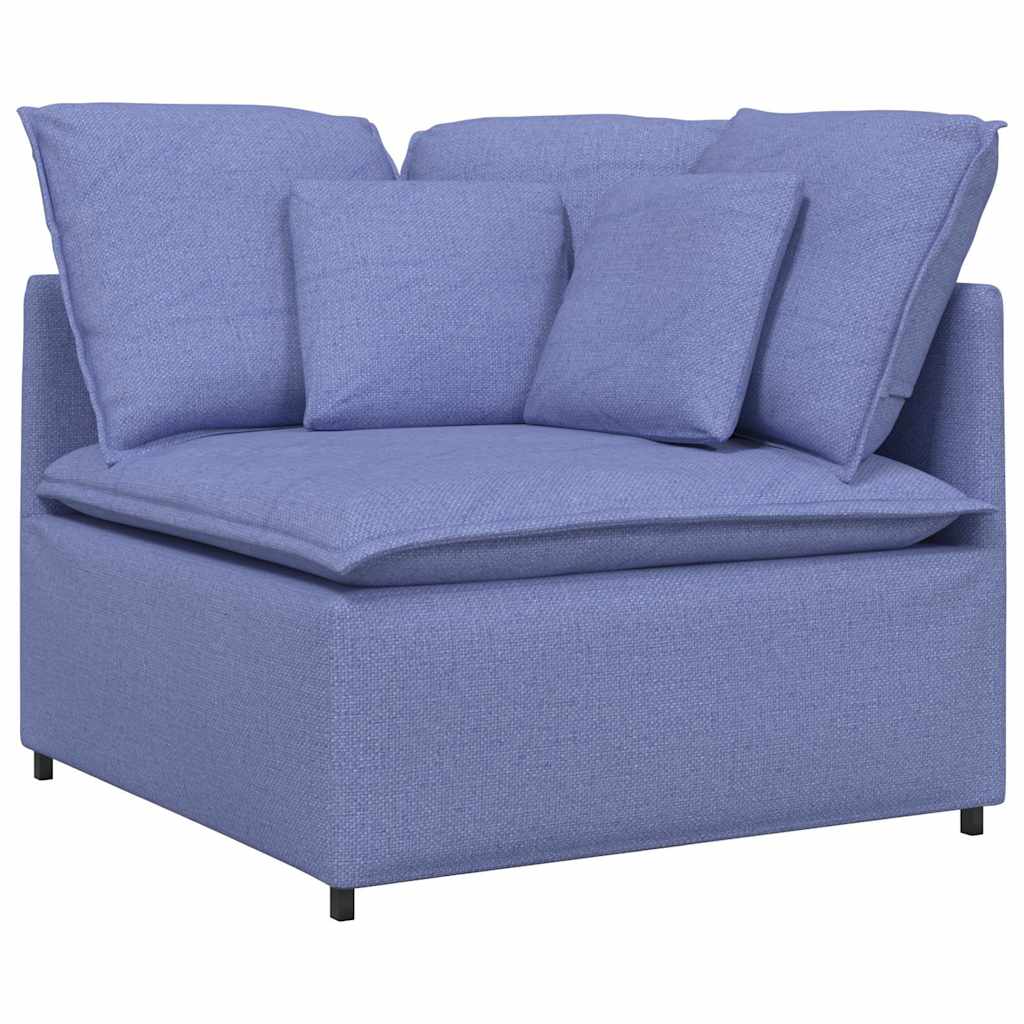 Modulsofa Med Fodskammel Og Hynder Stof Jeansblå