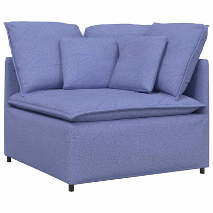 Modulsofa Med Fodskammel Og Hynder Stof Jeansblå